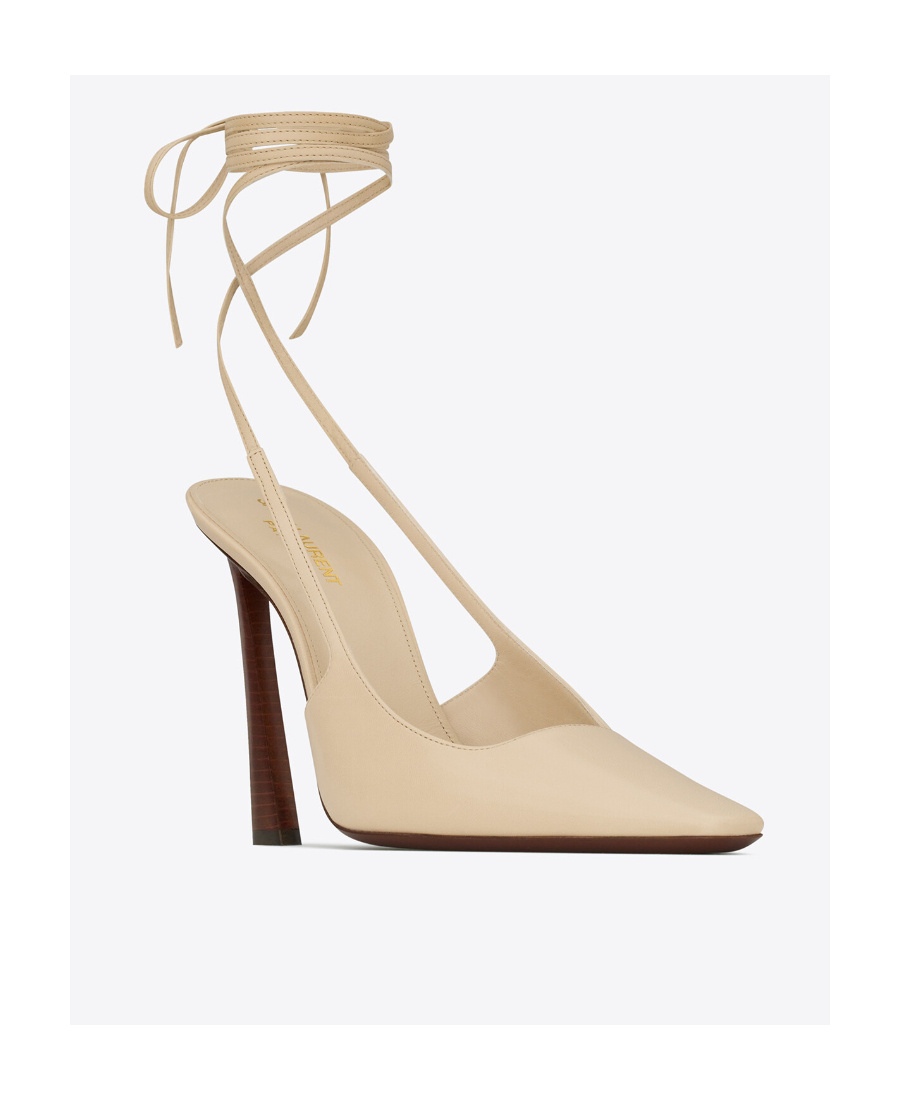 Saint Laurent Blade 105 Slingback Pumps In Nude