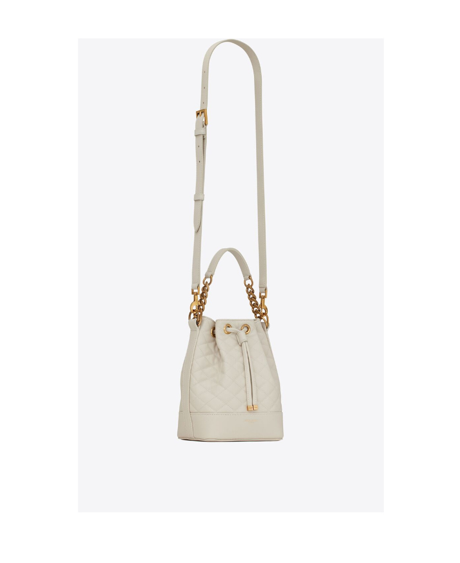 Saint Laurent Emmanuelle Small Bucket Bag In Quilted Lambskin In Nude