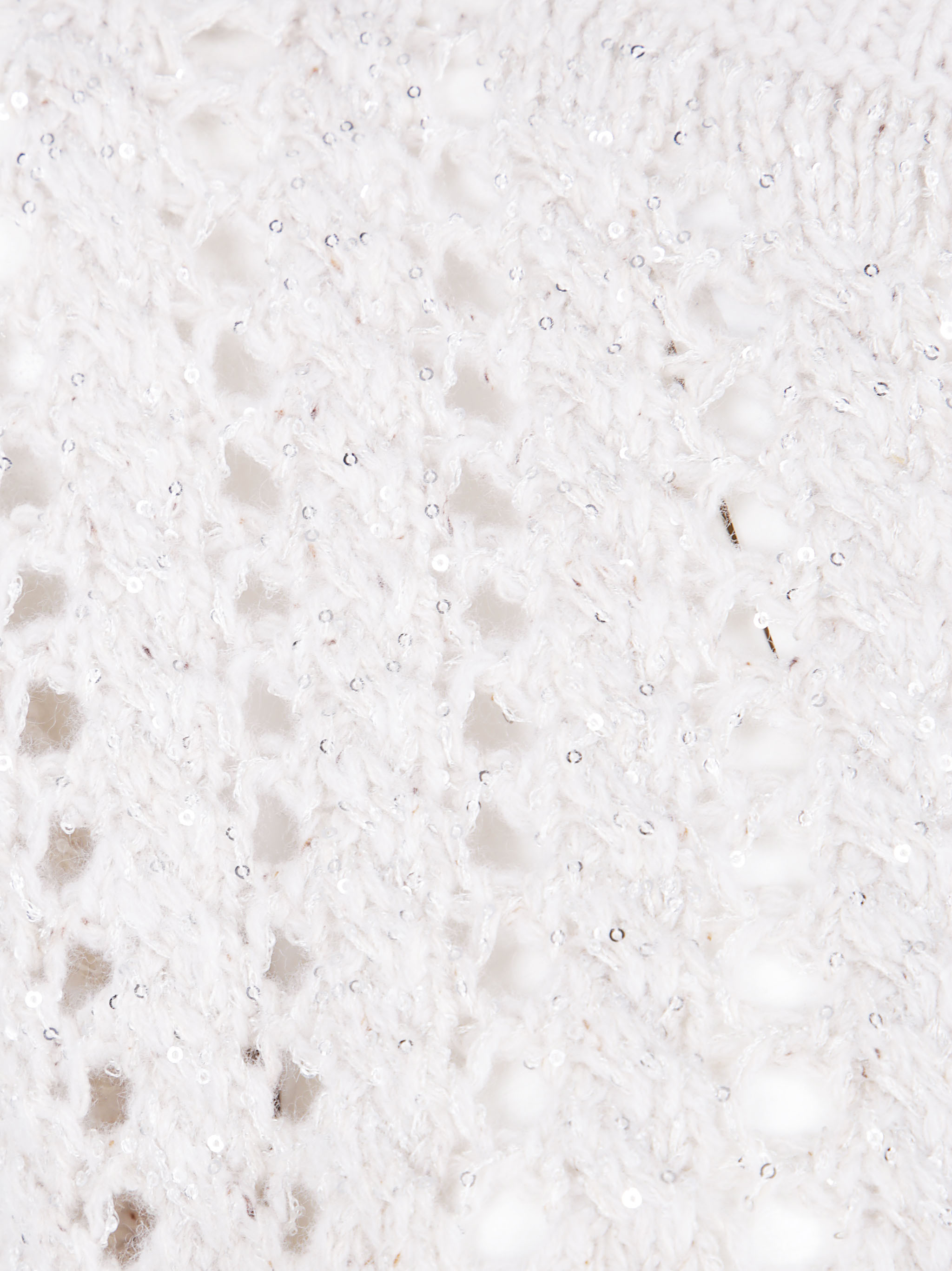D Exterior Sequin-embellished Open-knit Sweater In White