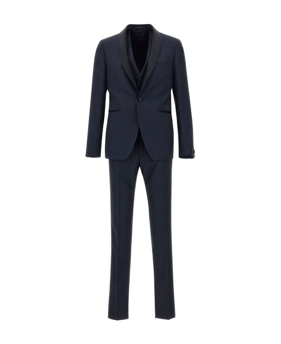 Tagliatore V-collar Long-sleeved Suit Jacket  Vest  Trousers Suit In Black