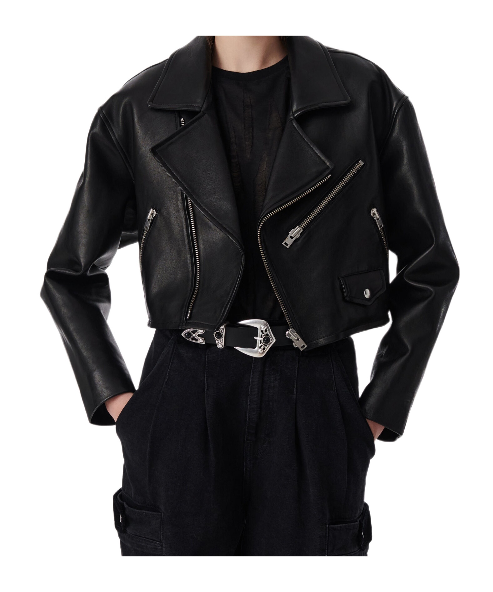 Iro Castilli Biker Jacket In Black Leather In Black