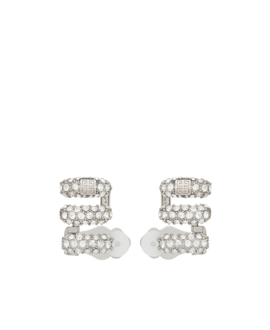 Givenchy Stitch Clip Earrings In Metal With Crystals