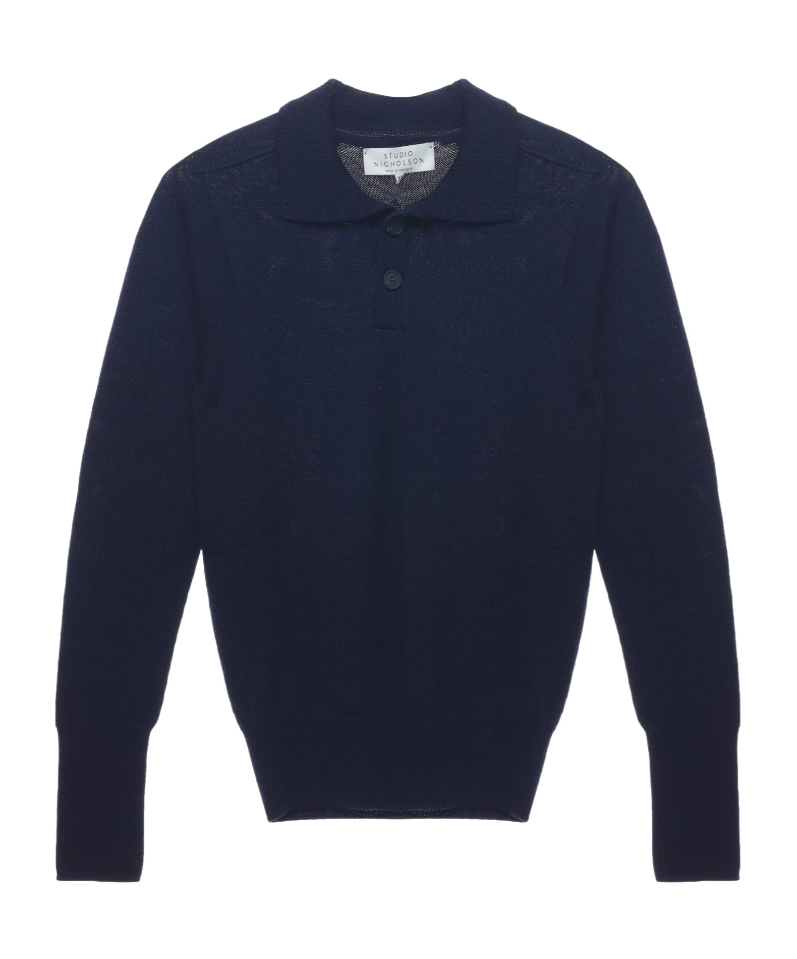 Studio Nicholson Long Sleeve Polo Shirt In Blue