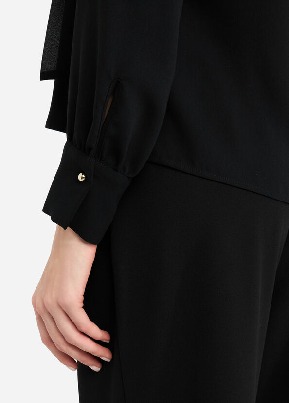 Liu •jo High-neck Button-detail Blouse In Black