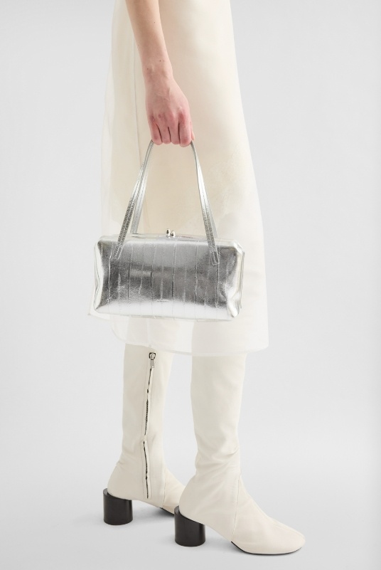 Jil Sander Small Goji Pillow Tote Bag In Silver