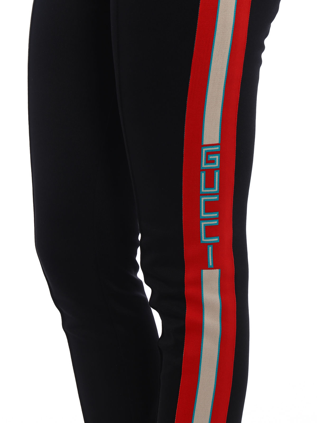Gucci Technical Side Striped Foot Leggings In Black