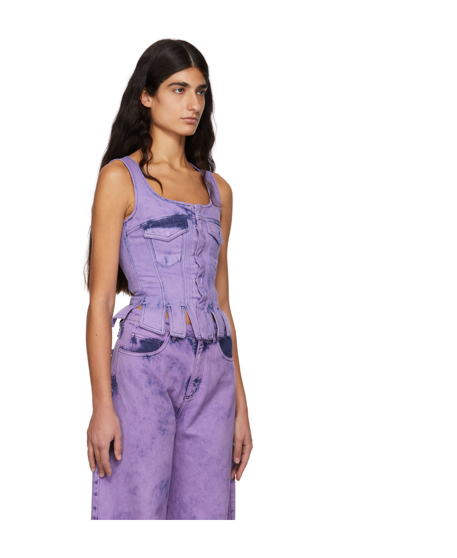 Marques' Almeida Logo Denim Vest In Purple