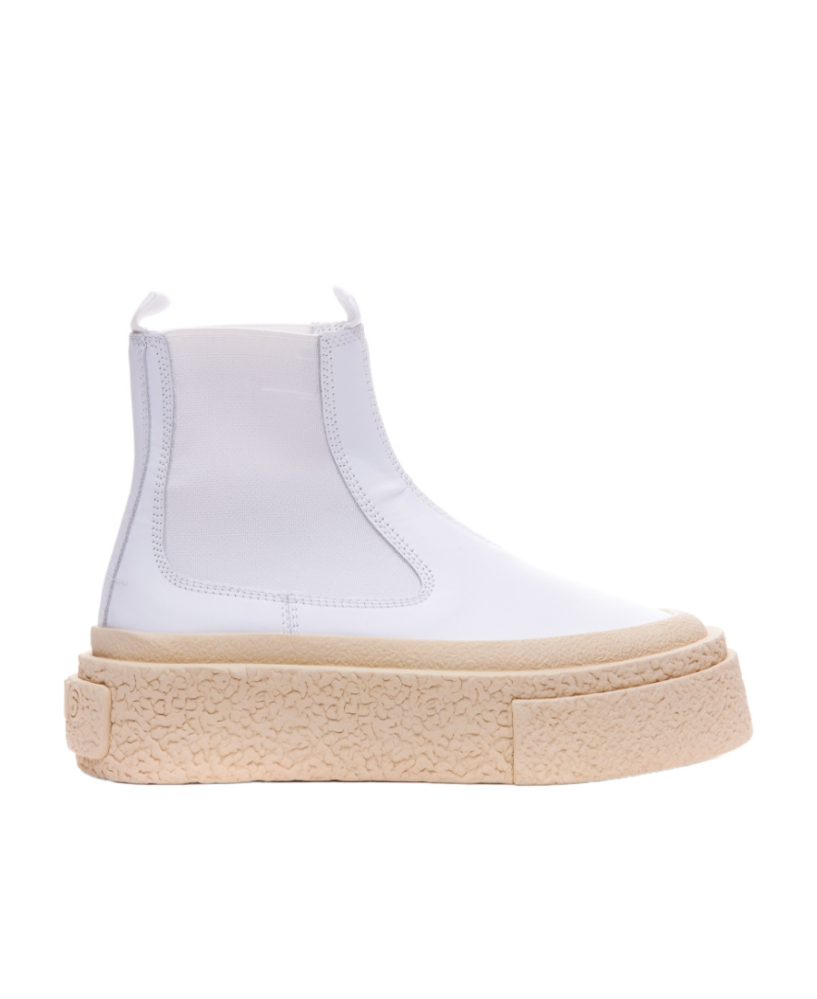 Shop Mm6 Maison Margiela Logo-patch Round-toe Ankle Boots In White