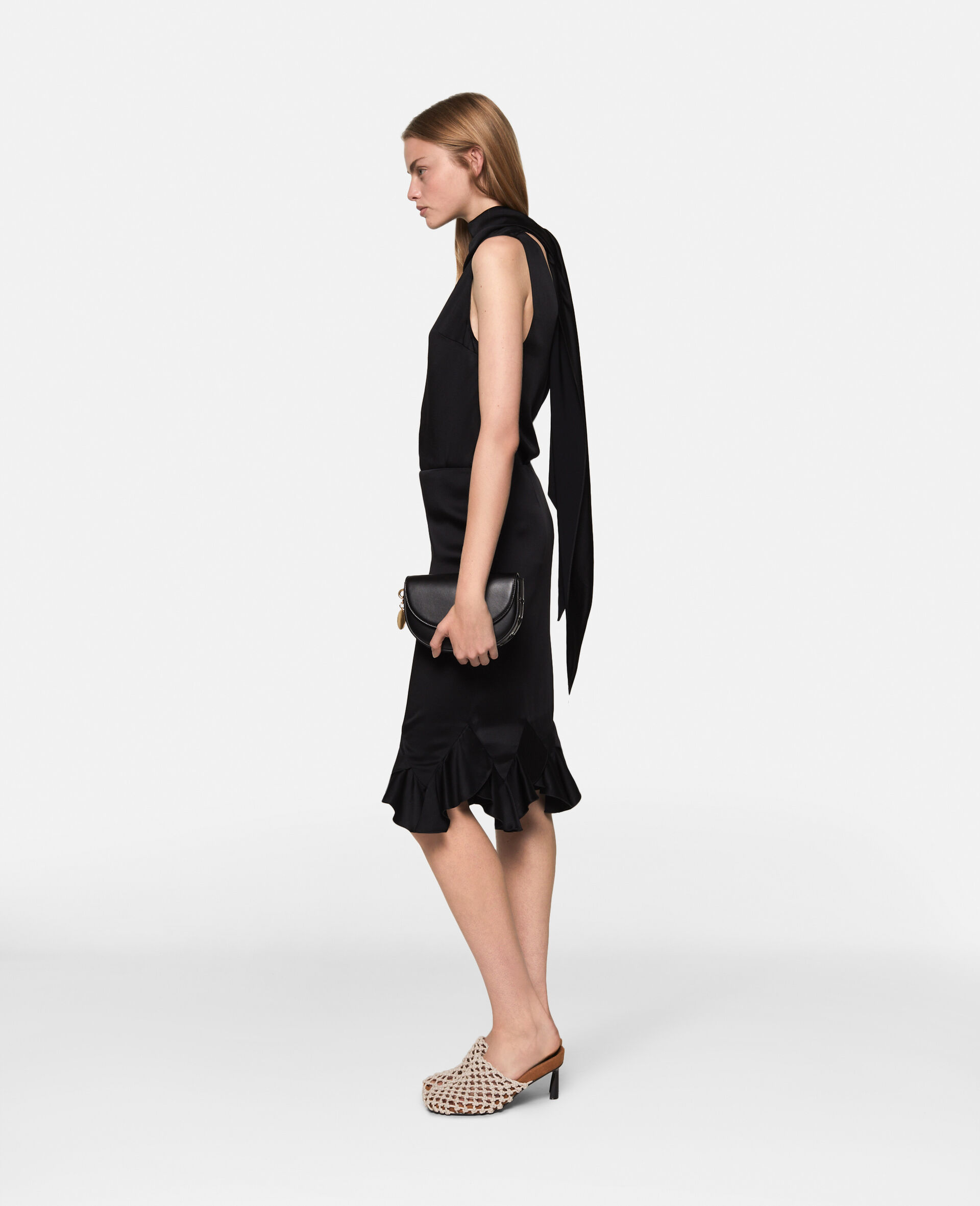 Stella Mccartney Ruffled-hem Midi Skirt In Black