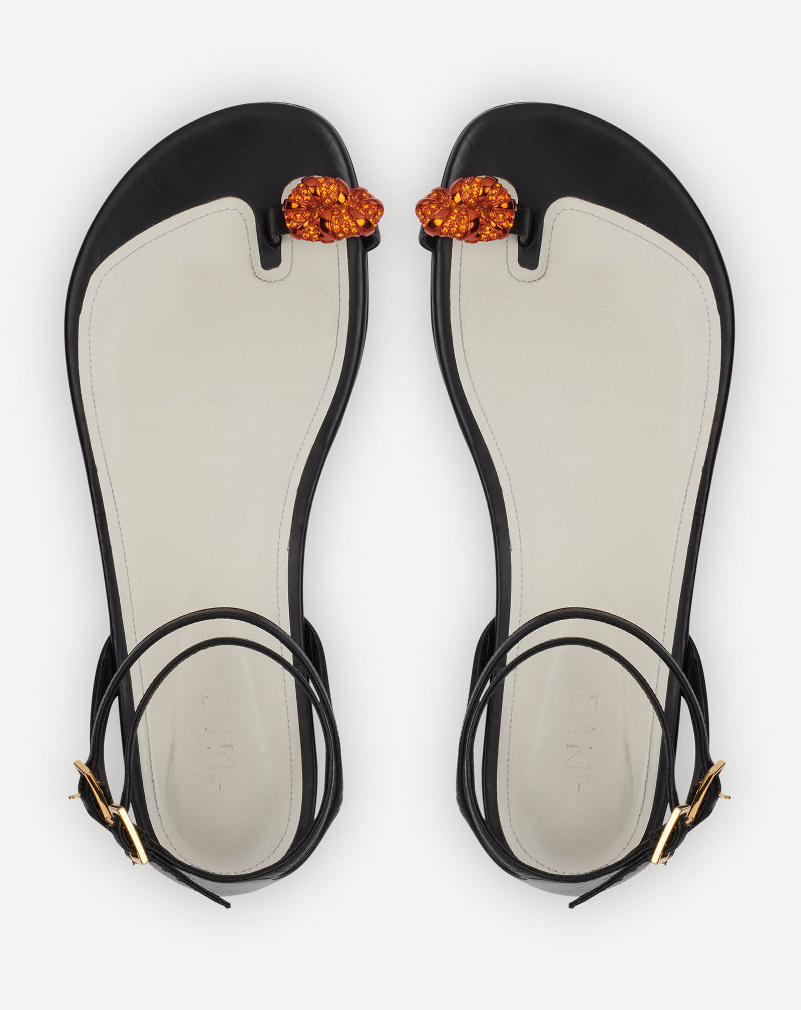 Lanvin Logo Flat Sandals In Black