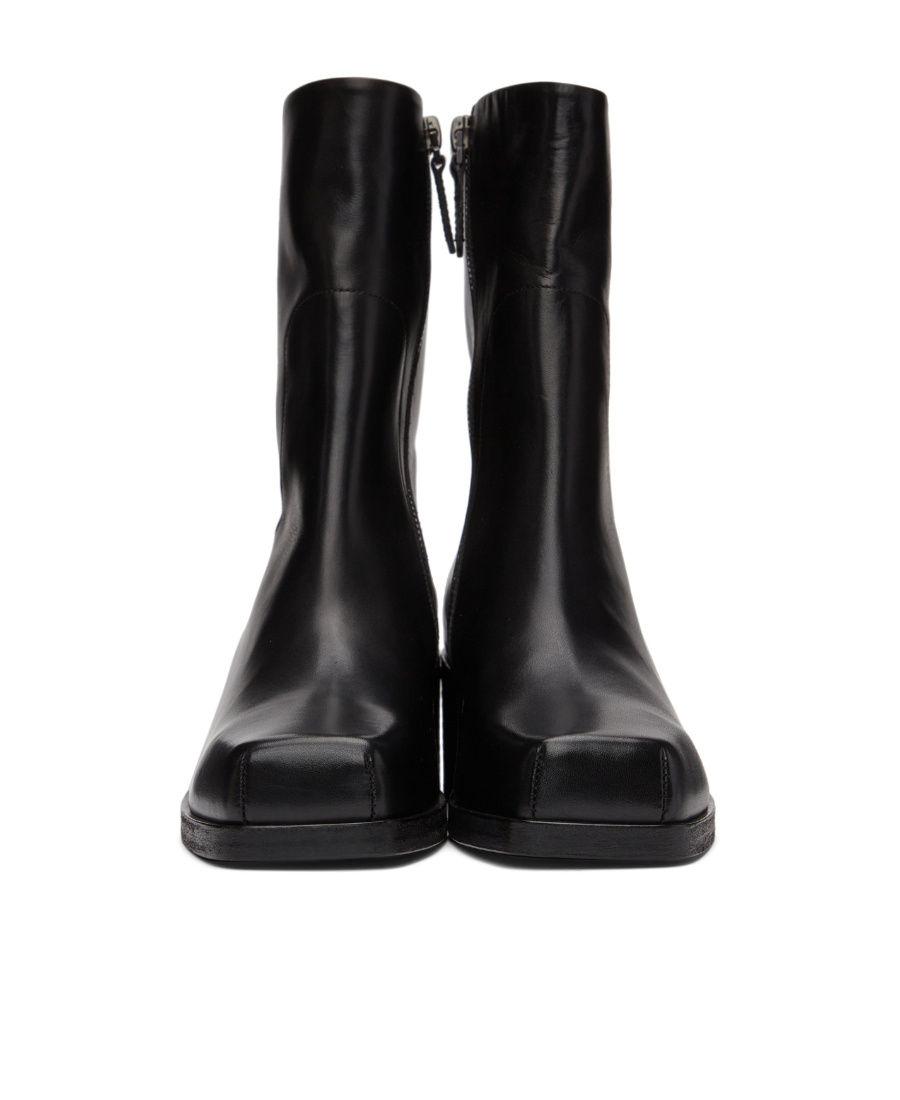 Marsèll Square Toe Leather Ankle Boots In Black