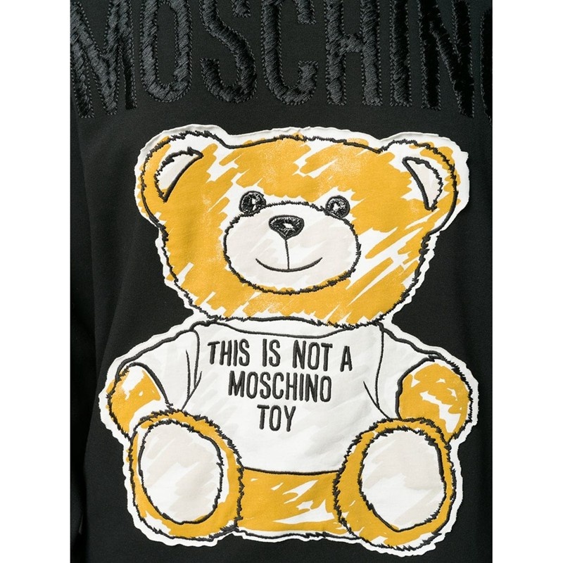 Moschino Bear Pattern Long Sweater In Black