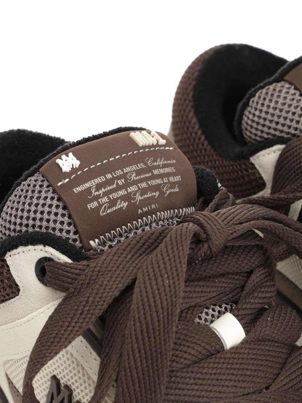 Amiri Brown Low Top Sneakers With Logo Detail On The Side And Mesh Panels In Brown