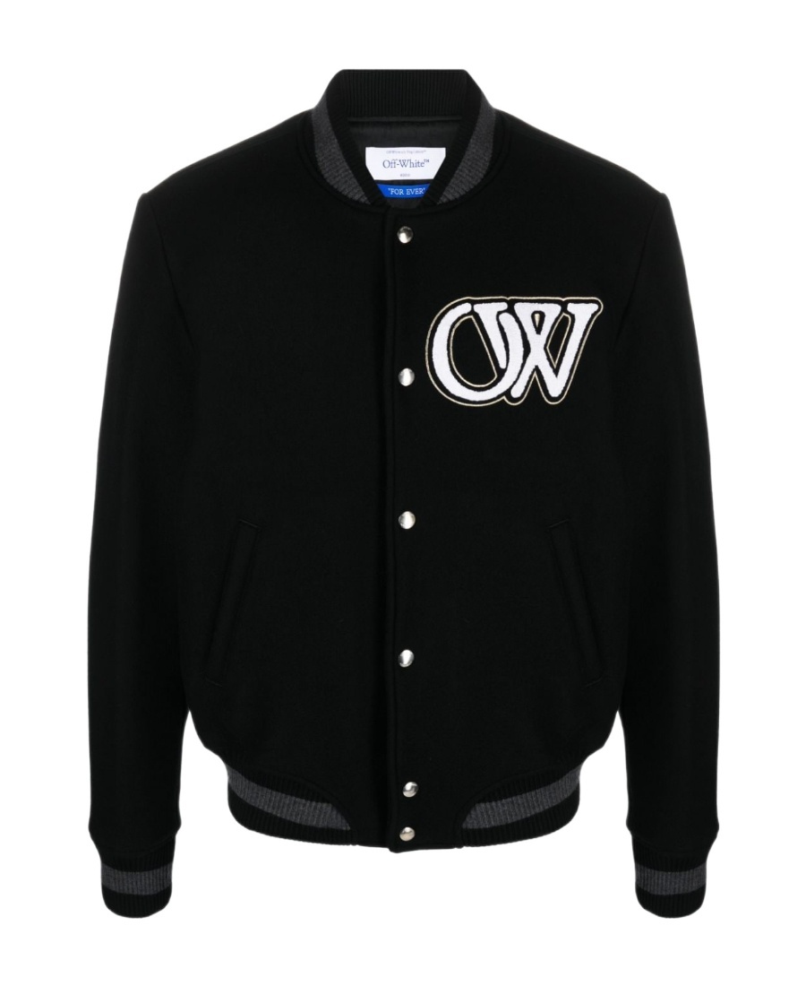 Off-white Off White "varsity" Bomber Jacket In Black