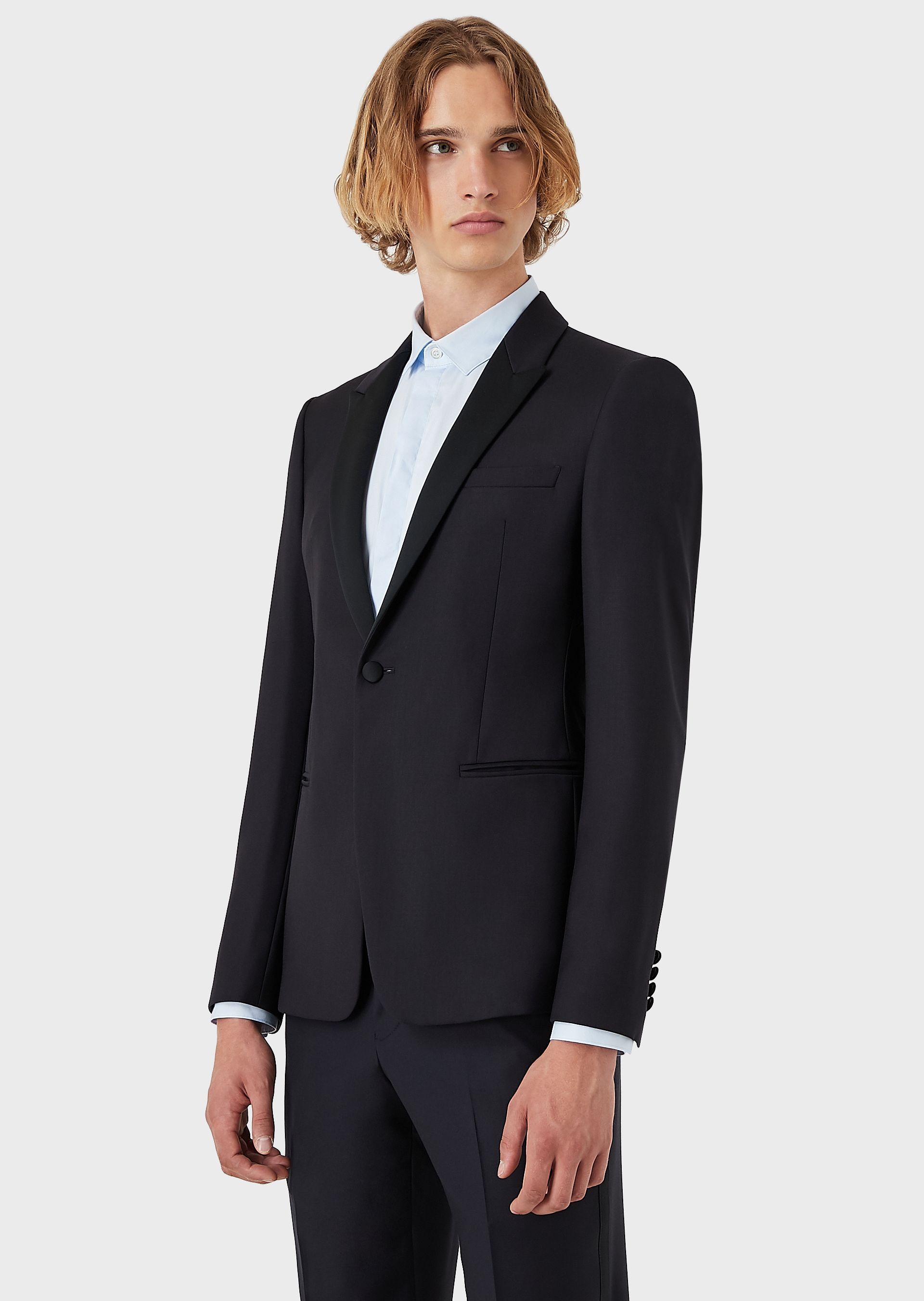 Emporio Armani Single-breasted Wool Blazer In Black