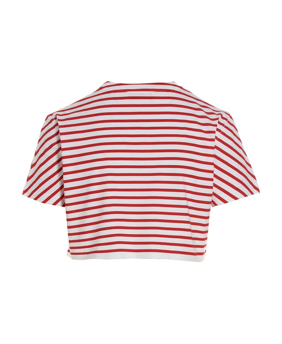 Miu Miu Striped Cropped T-shirt In White