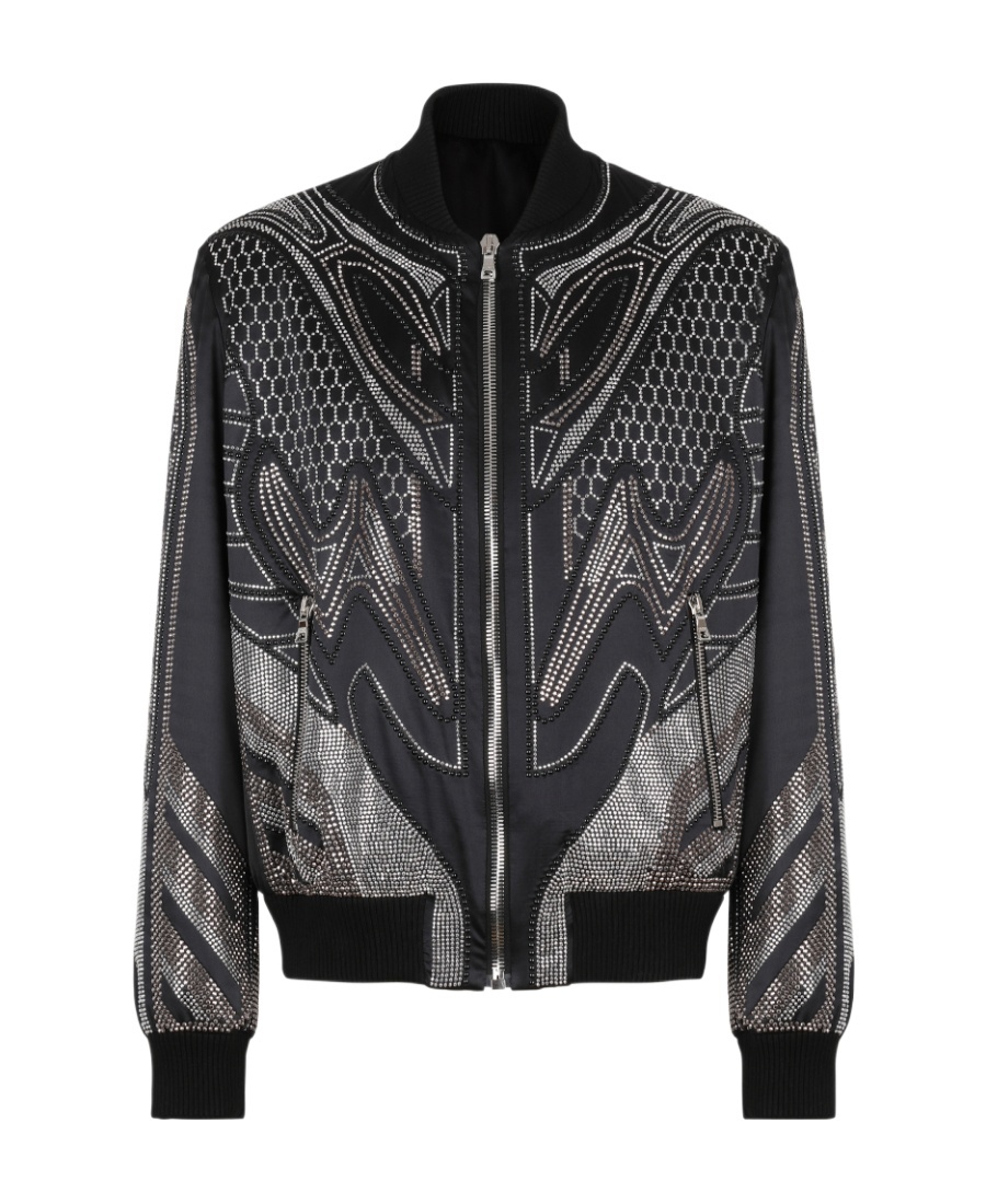 Balmain All-over Embroidered Jacket With Studs In Black