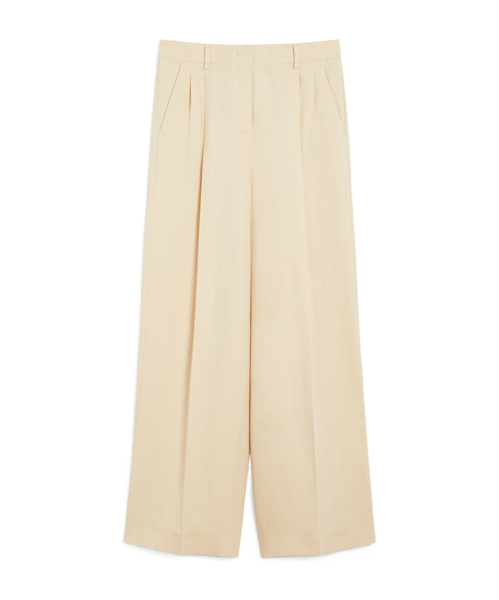Weekend Max Mara Viscose And Linen Wide Trousers In Ivory