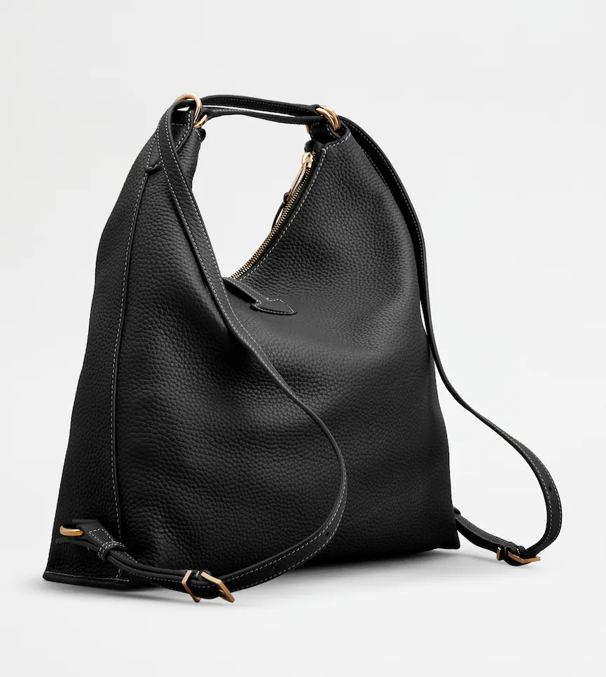 Tod's T Timeless Medium Leather Shoulder Bag In Black