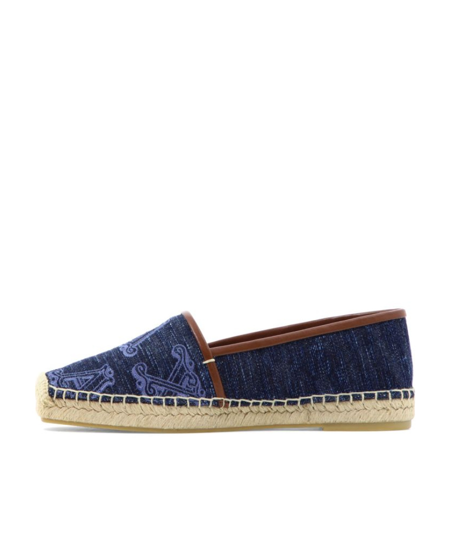 Max Mara Denim Shoes With Linen Soles In Blue
