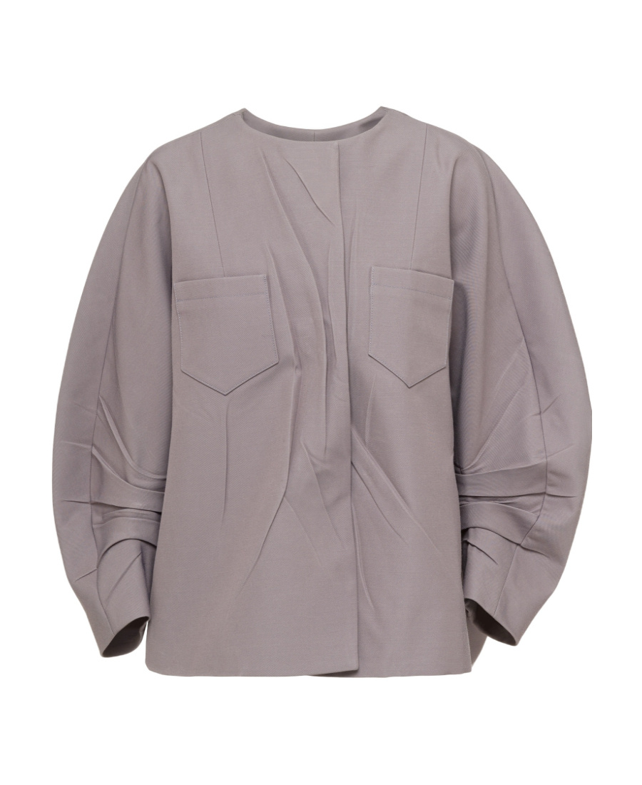 Prada Long-sleeved Crewneck Jacket In Gray