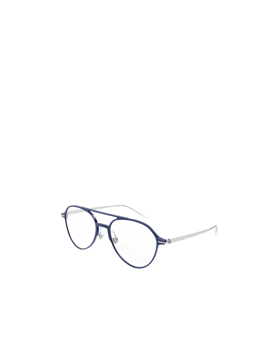 Montblanc Matte-effect Round-frame Glasses In Blue