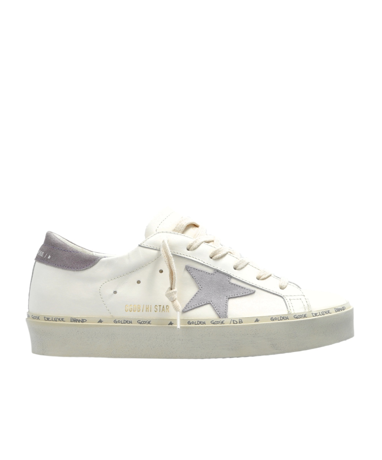 Golden Goose Hi Star Leather Platform Sneakers In White