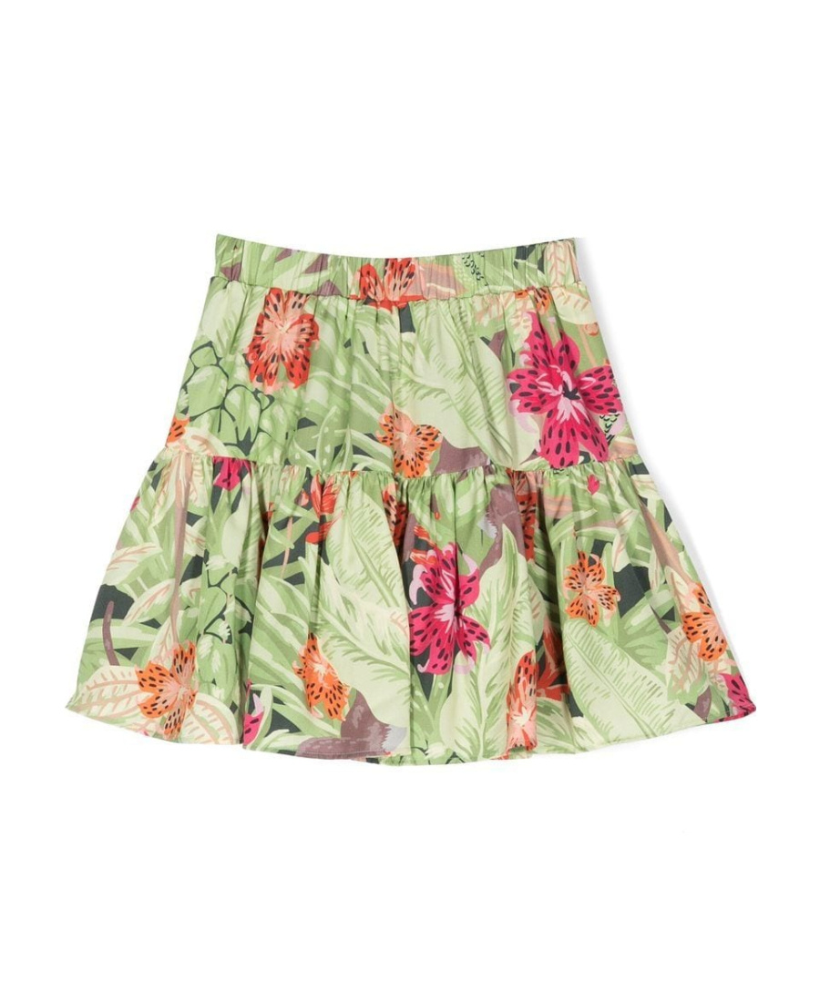 KENZO KENZO KIDS FLORAL PRINTED HIGH WAIST SKIRT