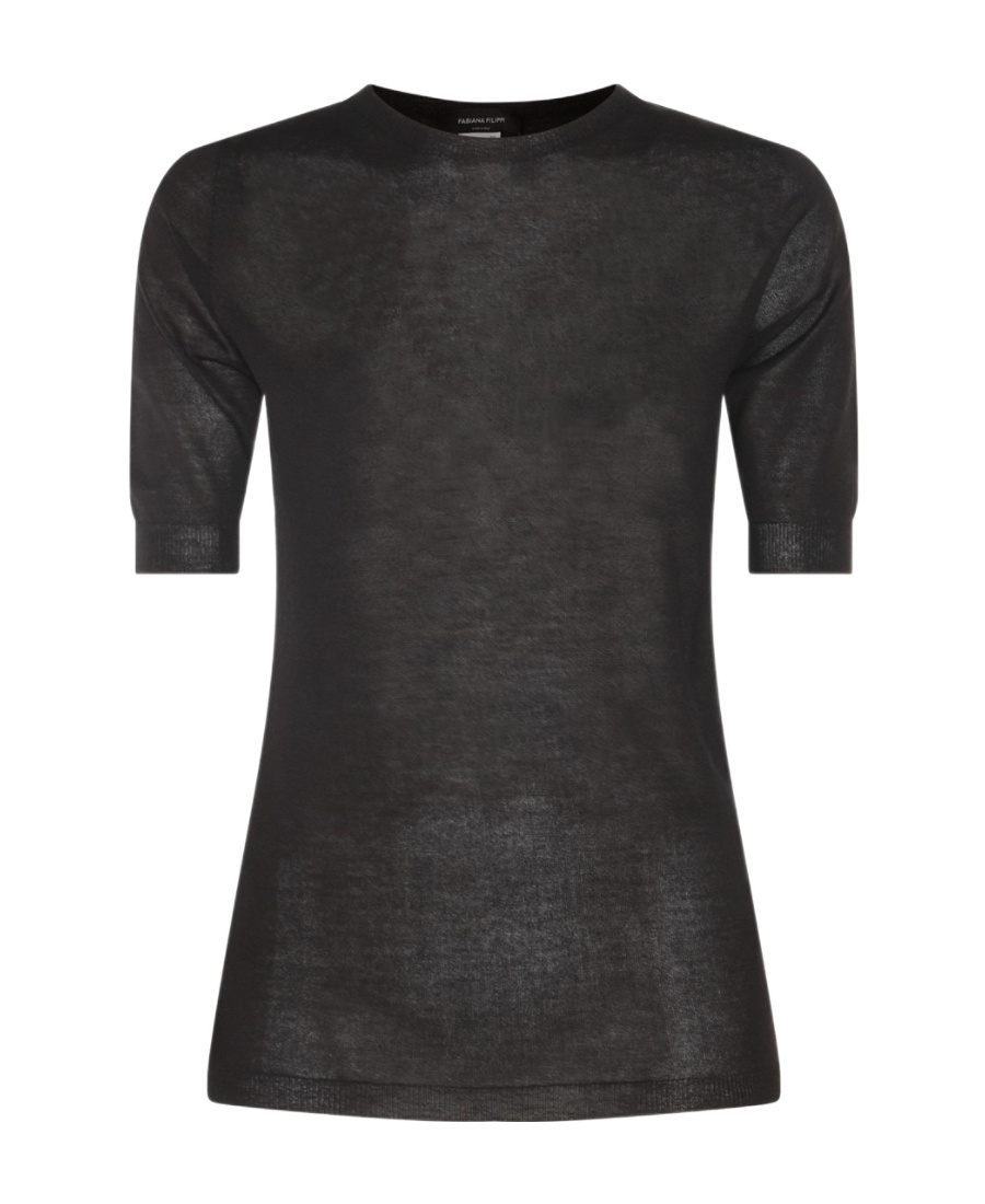 Shop Fabiana Filippi Short-sleeved Crewneck Jumper In Black