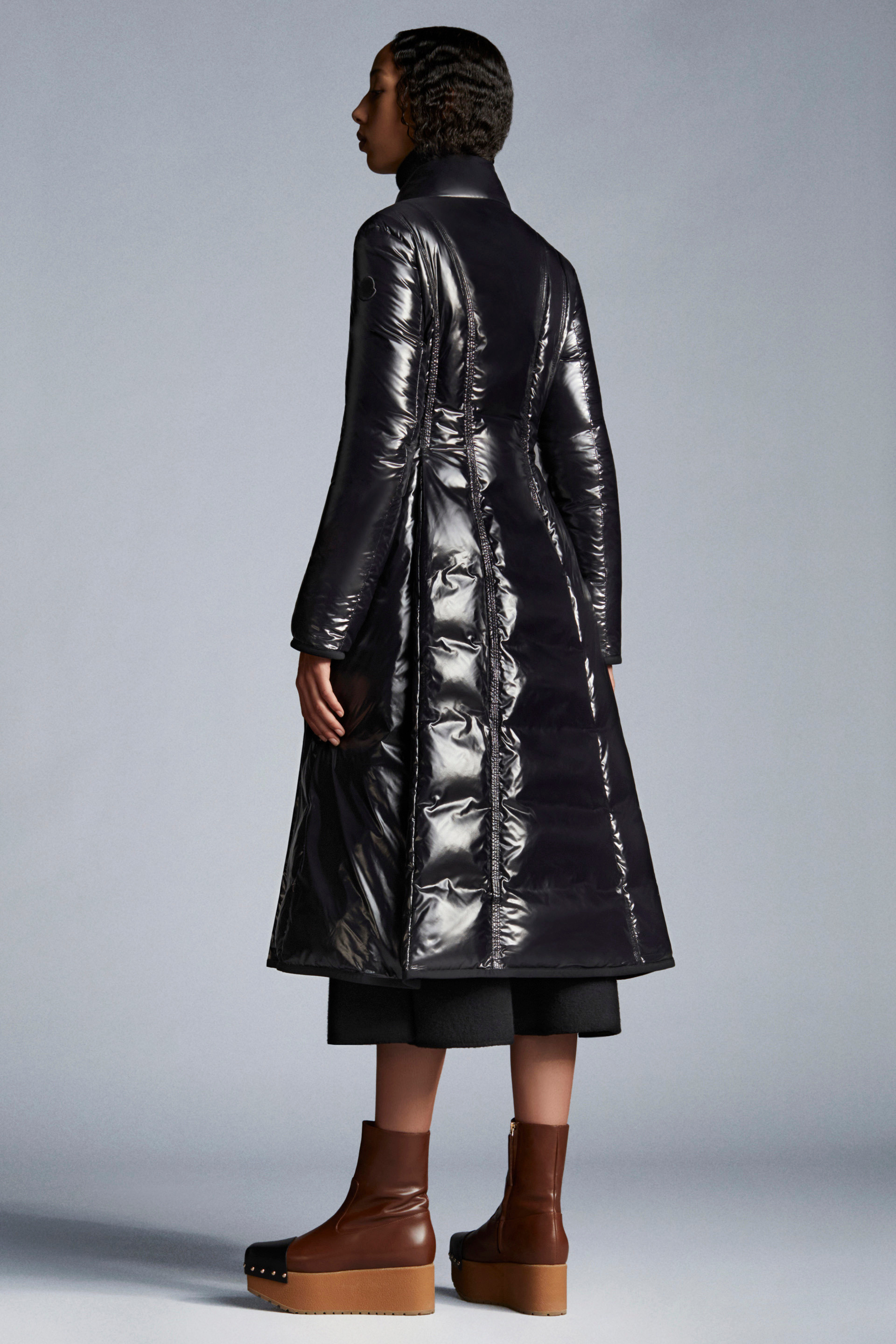 Moncler Long Down Jacket In Black