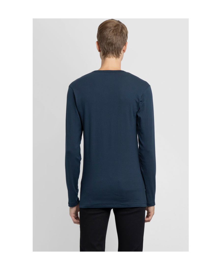 Tom Ford Henley Crewneck T-shirt In Blue