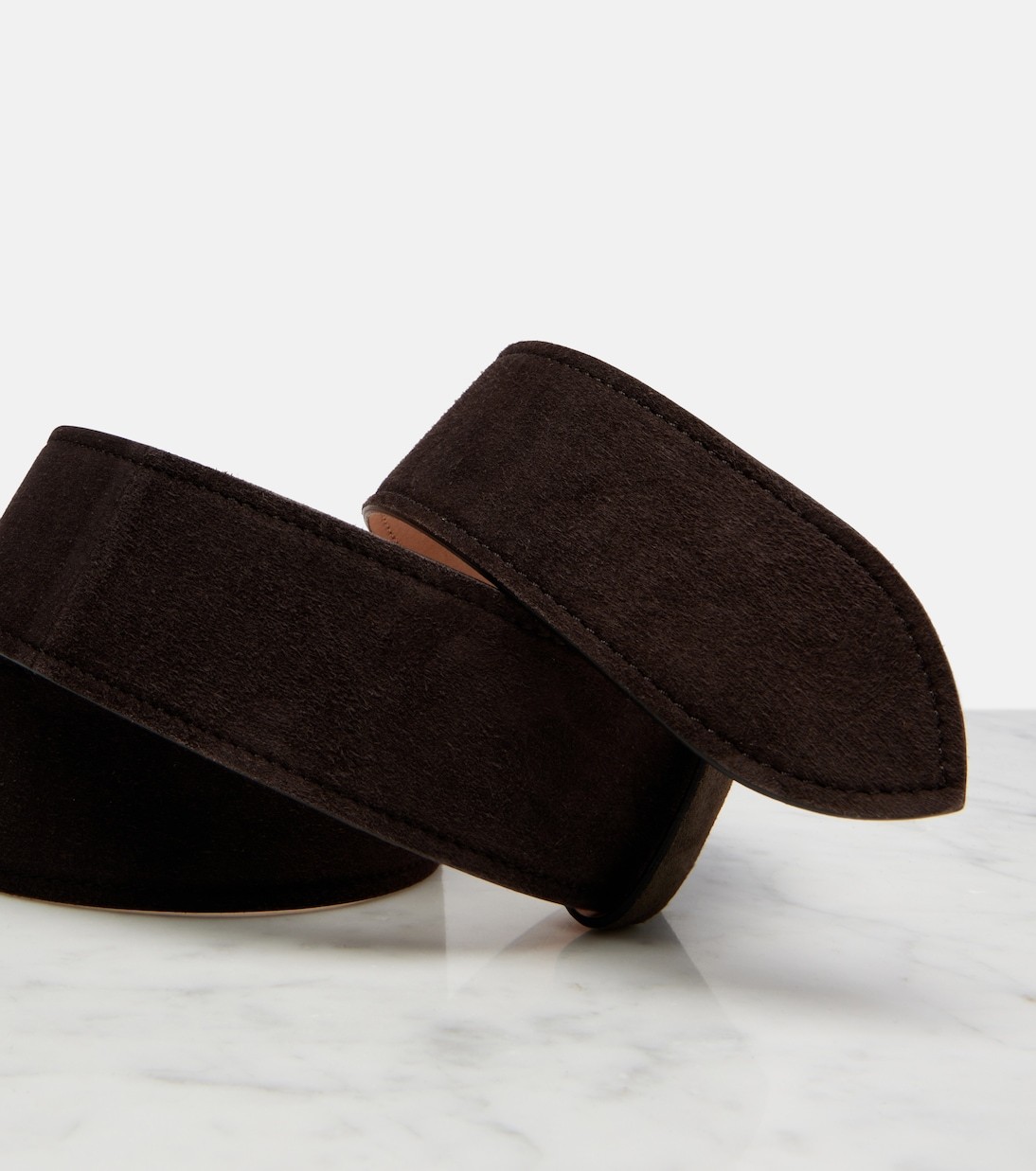 Khaite Theo Suede Belt In Brown
