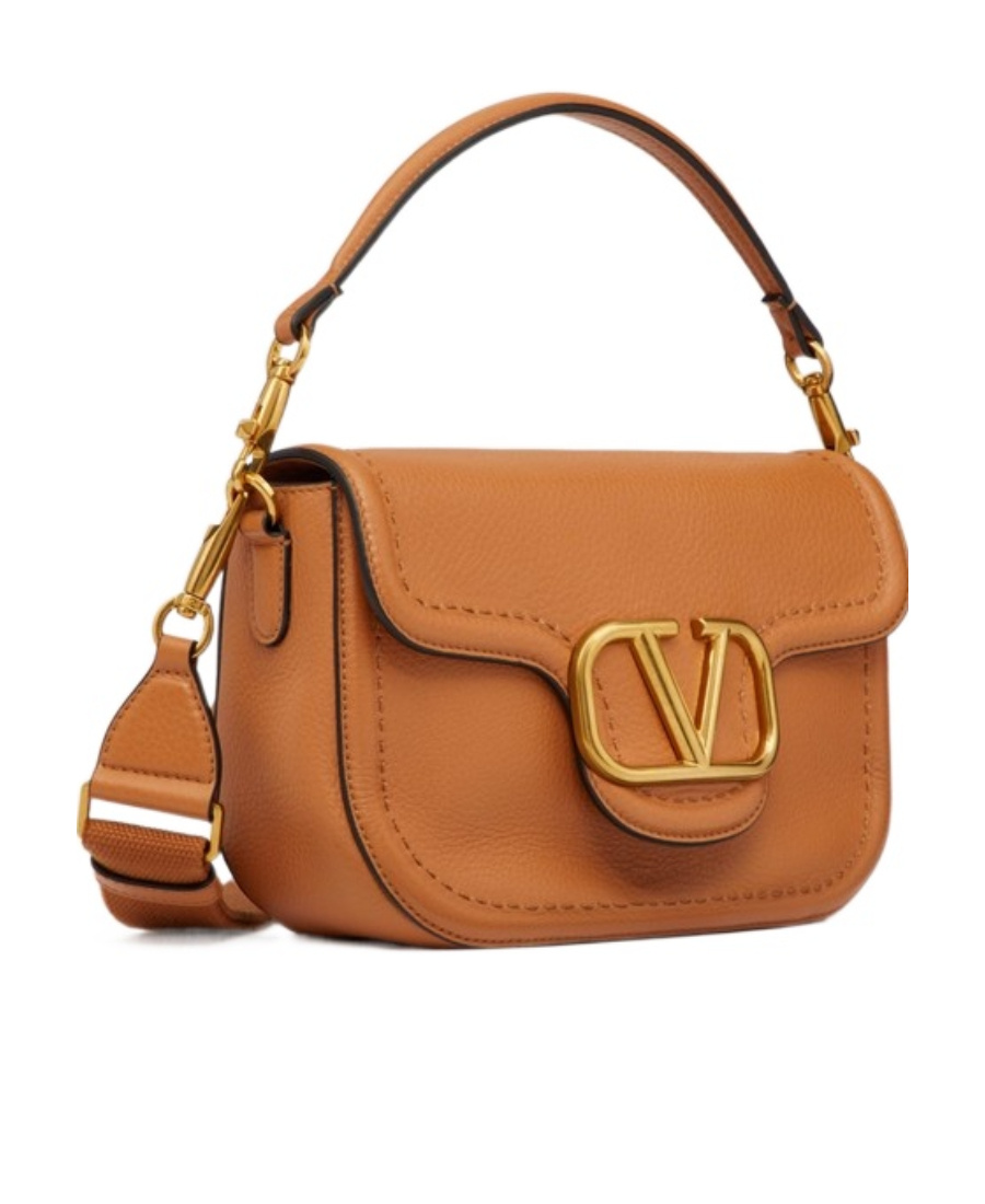 Valentino Structured Leather Chain Strap Bag In Brown