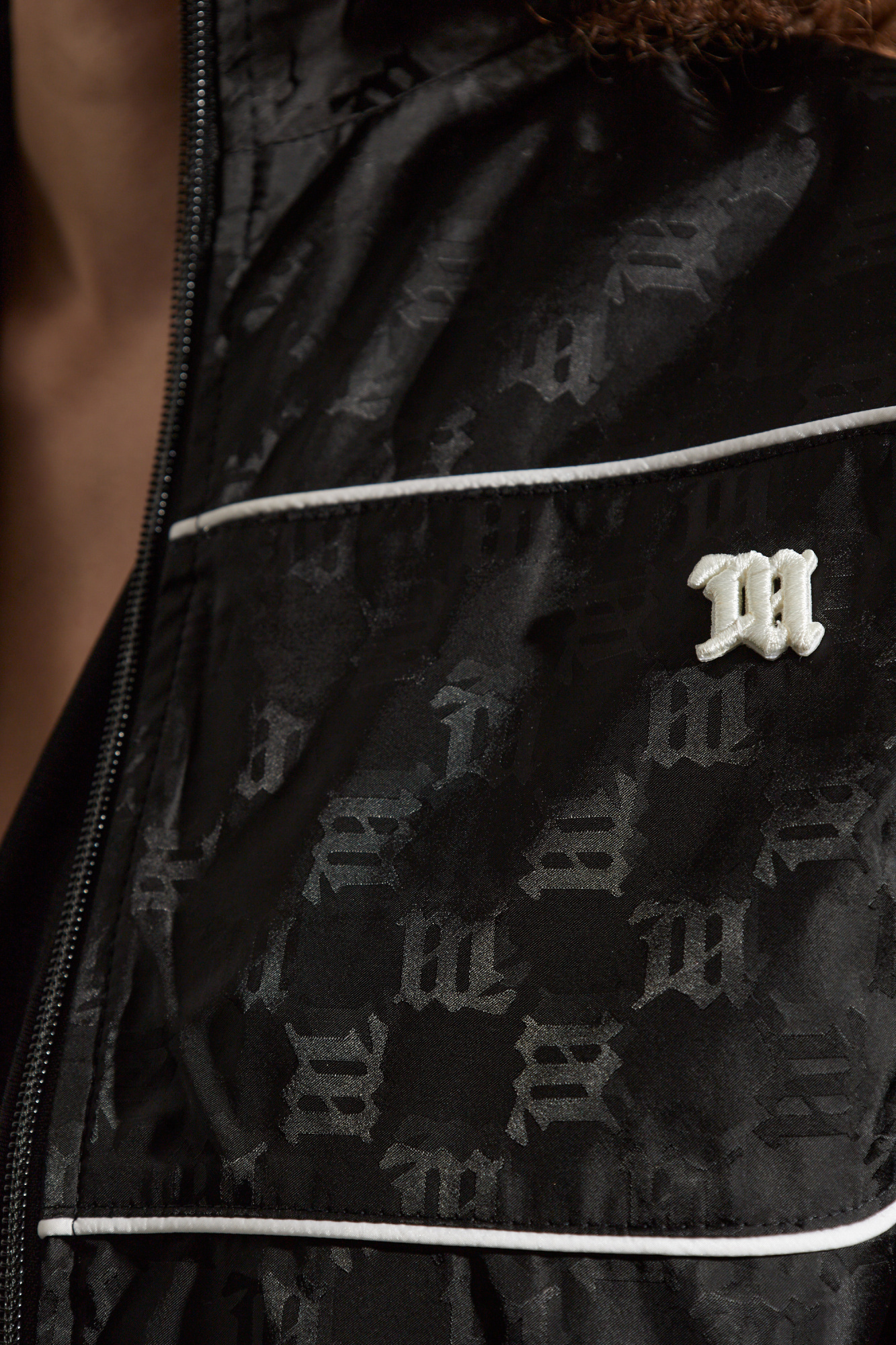 Misbhv Black Monogram Nylon Windbreaker Jacket In Black