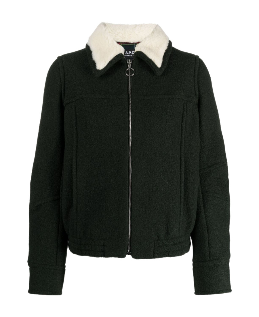 Apc Shearling Zip-up Jacket In Black