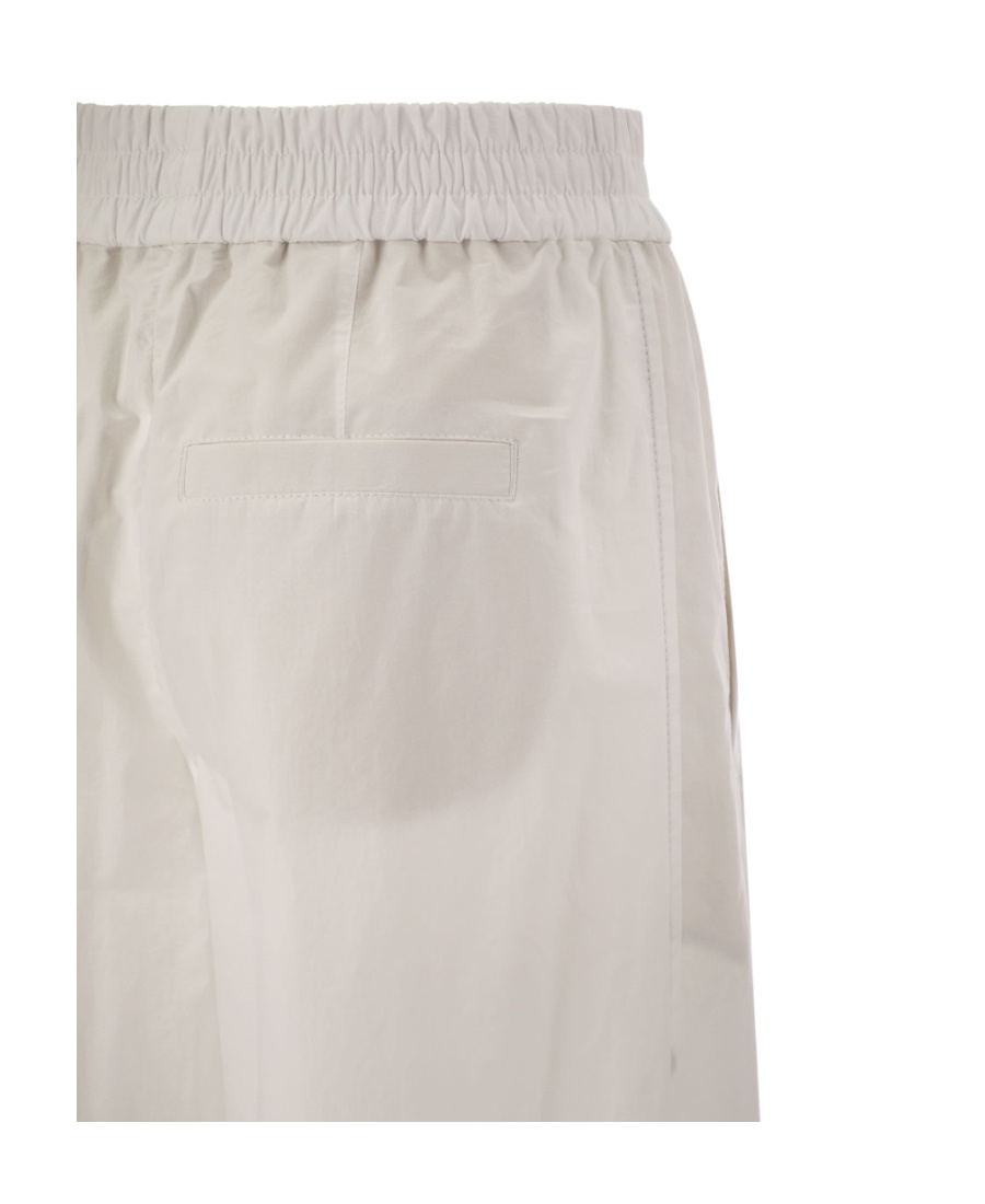 Brunello Cucinelli Women's Loose Fit Cotton Trousers In White