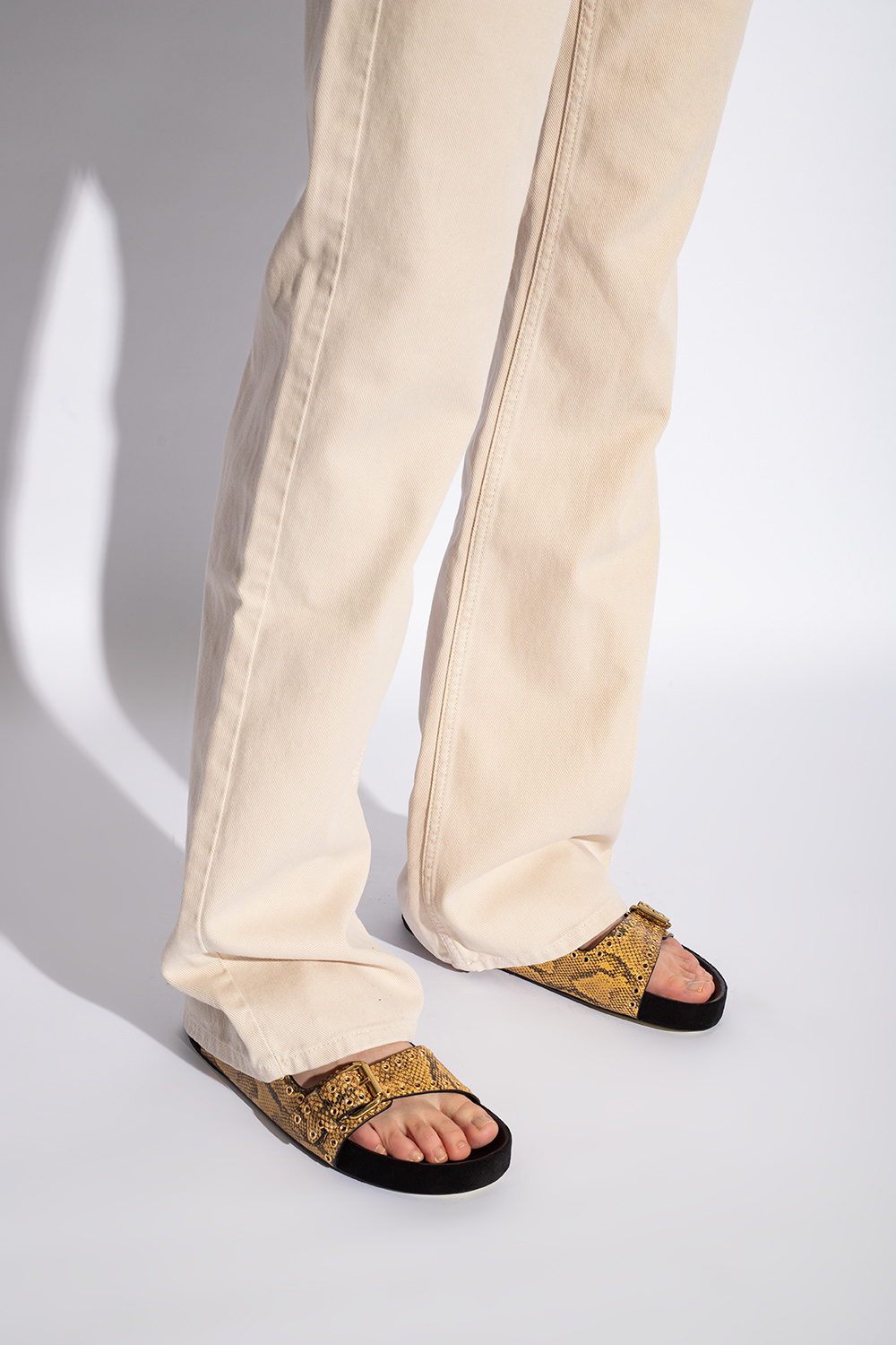 Shop Isabel Marant Lennyo Lizard-skin Leather Sandals In Multicolor