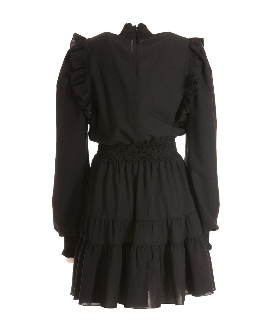 Versace Jeans Ruched Long-sleeve Mini Dress In Black