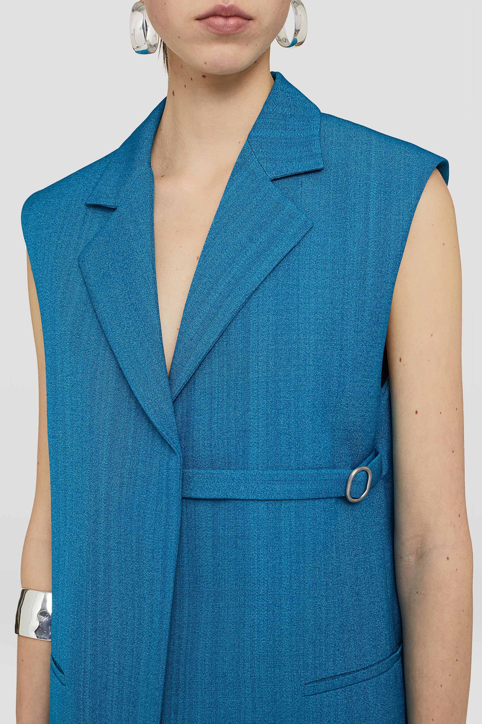 Jil Sander Sleeveless Belted Blazer In Blue