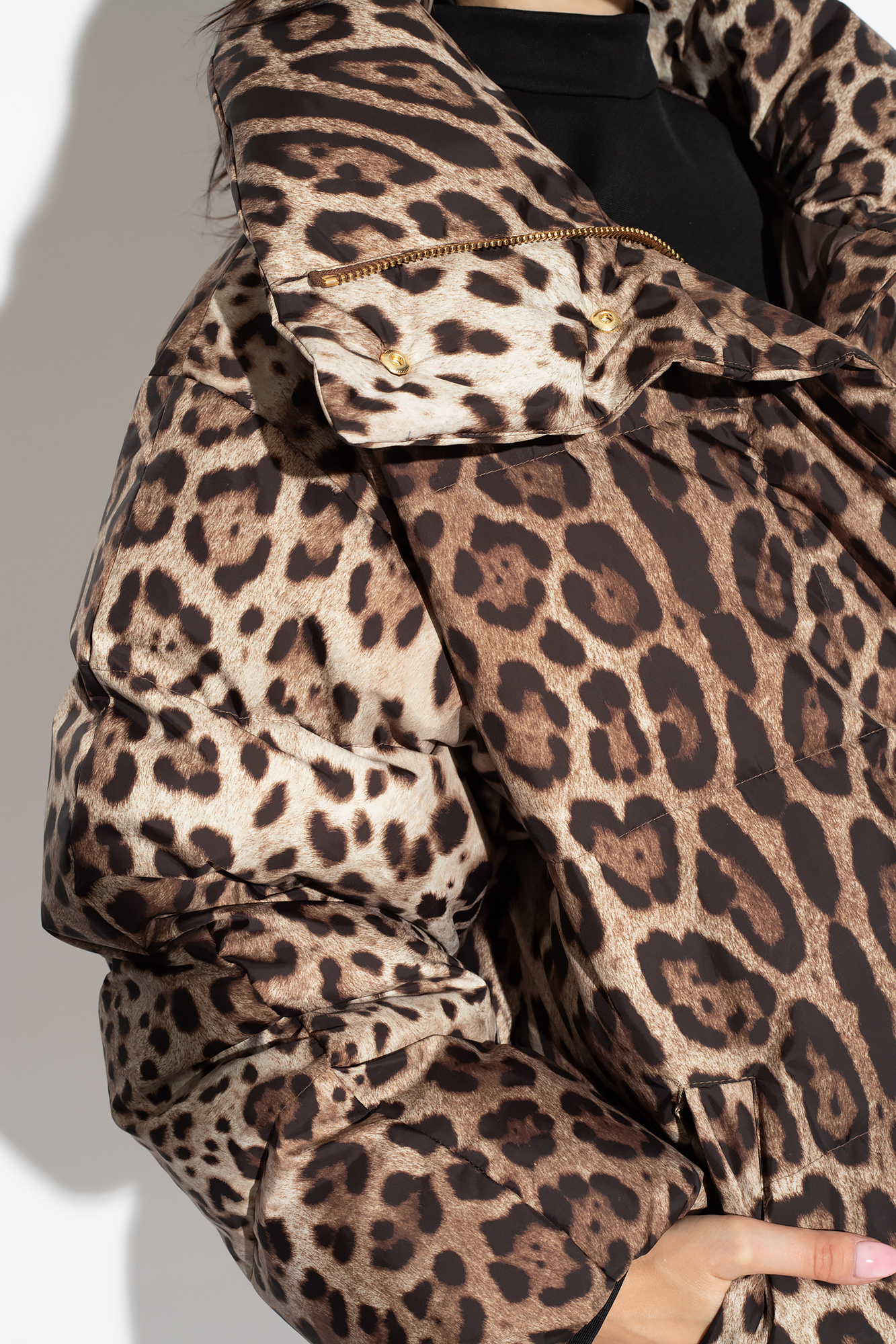 Dolce & Gabbana Leopard-print Oversize Padded Coat In Brown