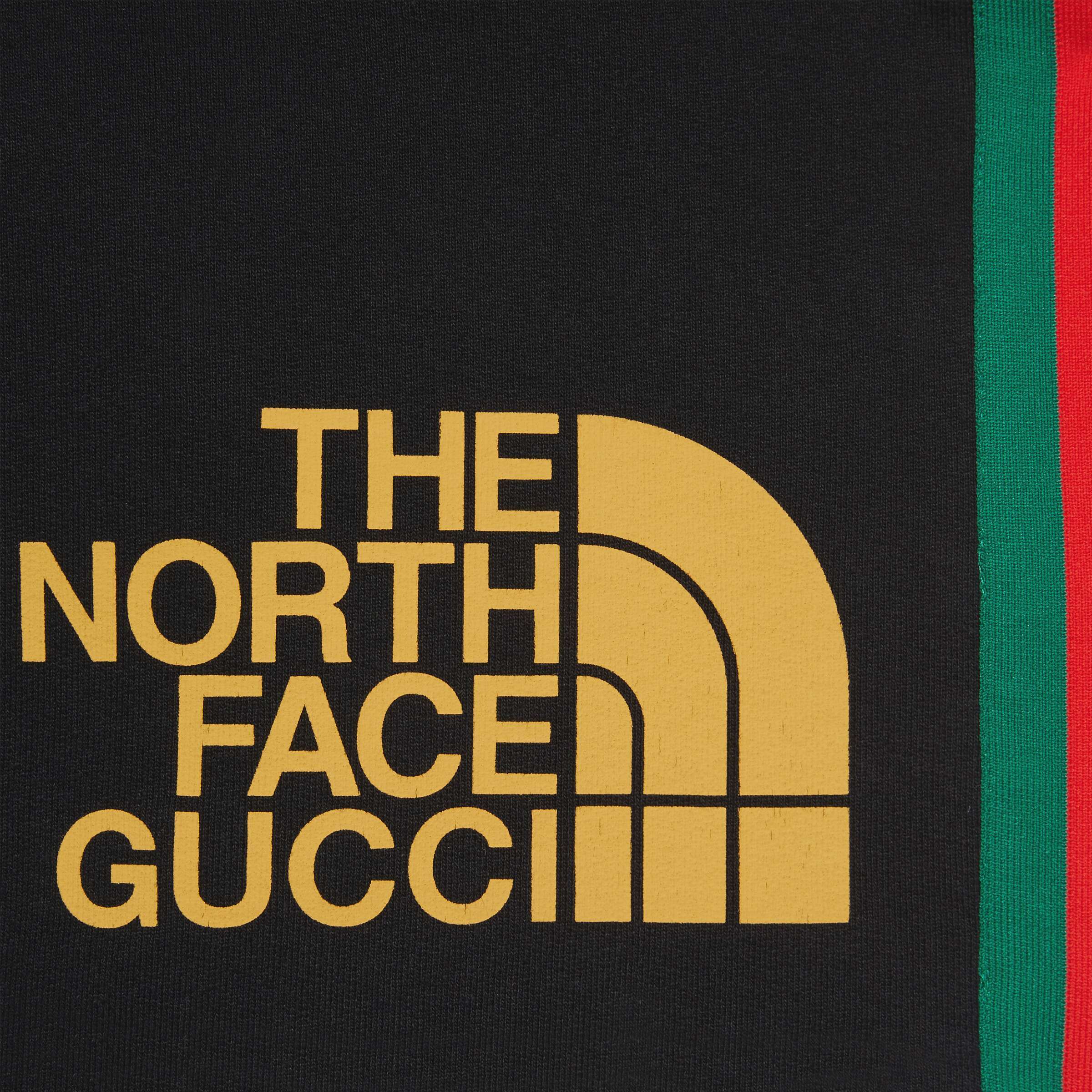 Shop Gucci The North Face X Joint Series Ribbon Printed Cotton Shorts In Black