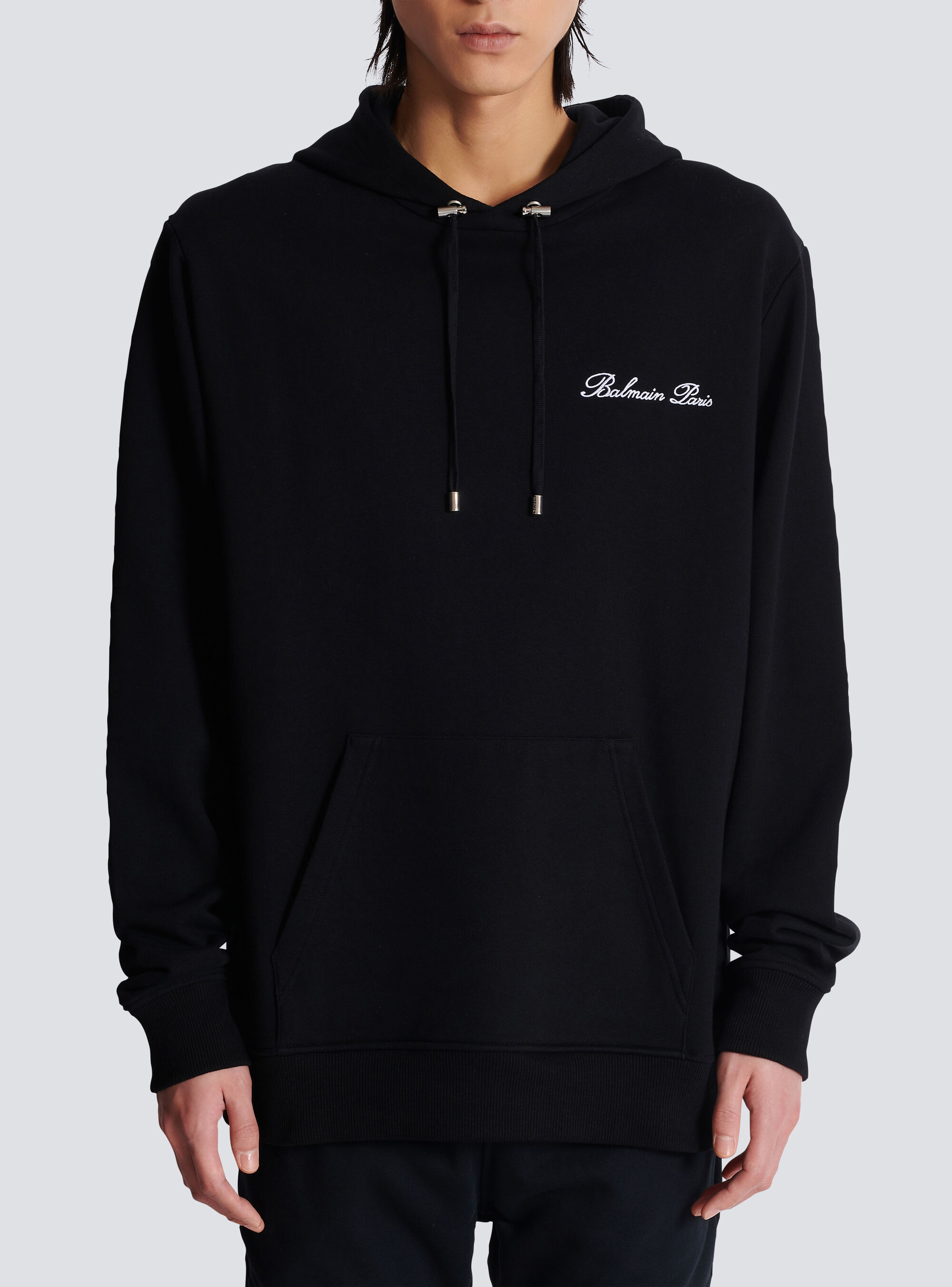 Balmain Signature Hooded Sweatshirt In Black