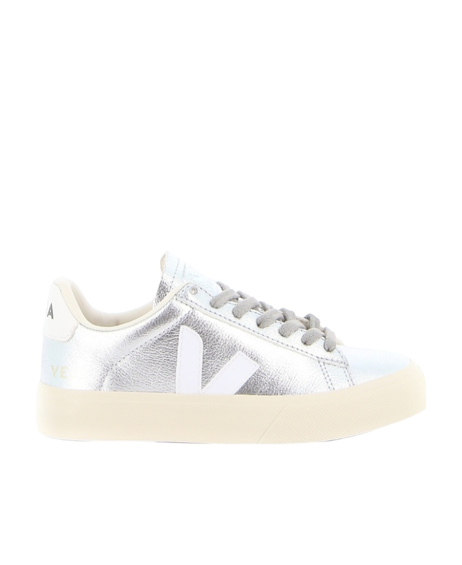Veja Round Toe Lace-up Sneakers In White