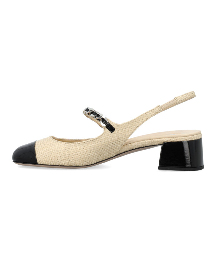 Miu Miu Leather-trimmed Raffia Slingback Mary Janes In Nude