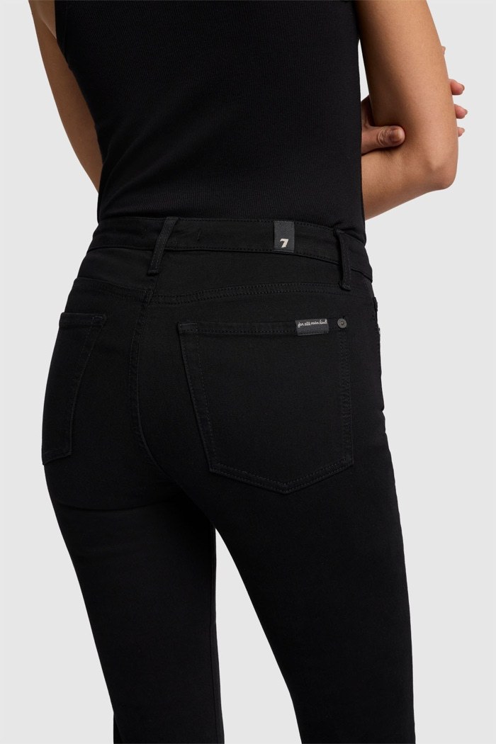 7 For All Mankind Mid-waist Skinny Jeans In Black