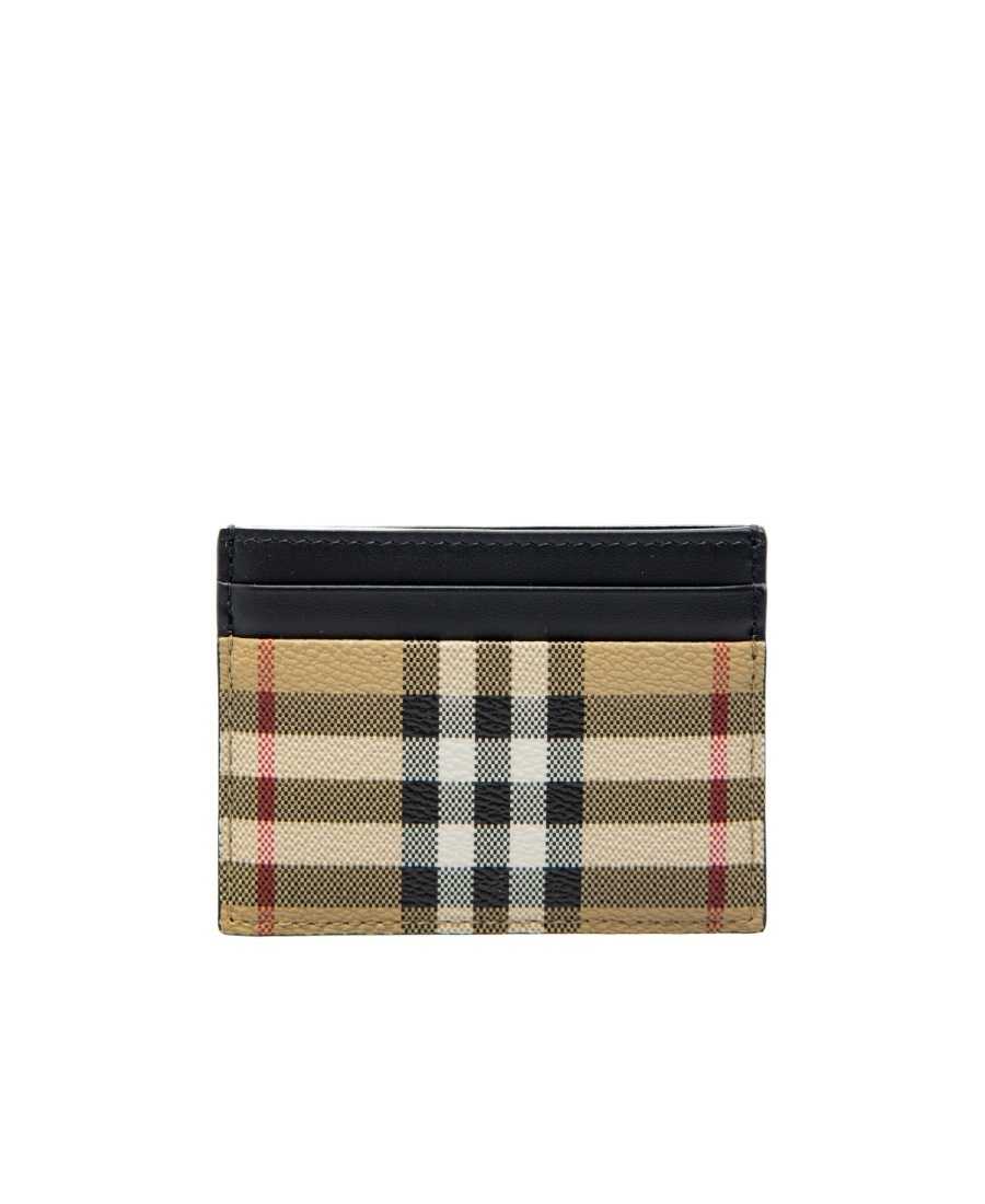 Burberry Beige Check Money Clip Card Holder In Multicolor
