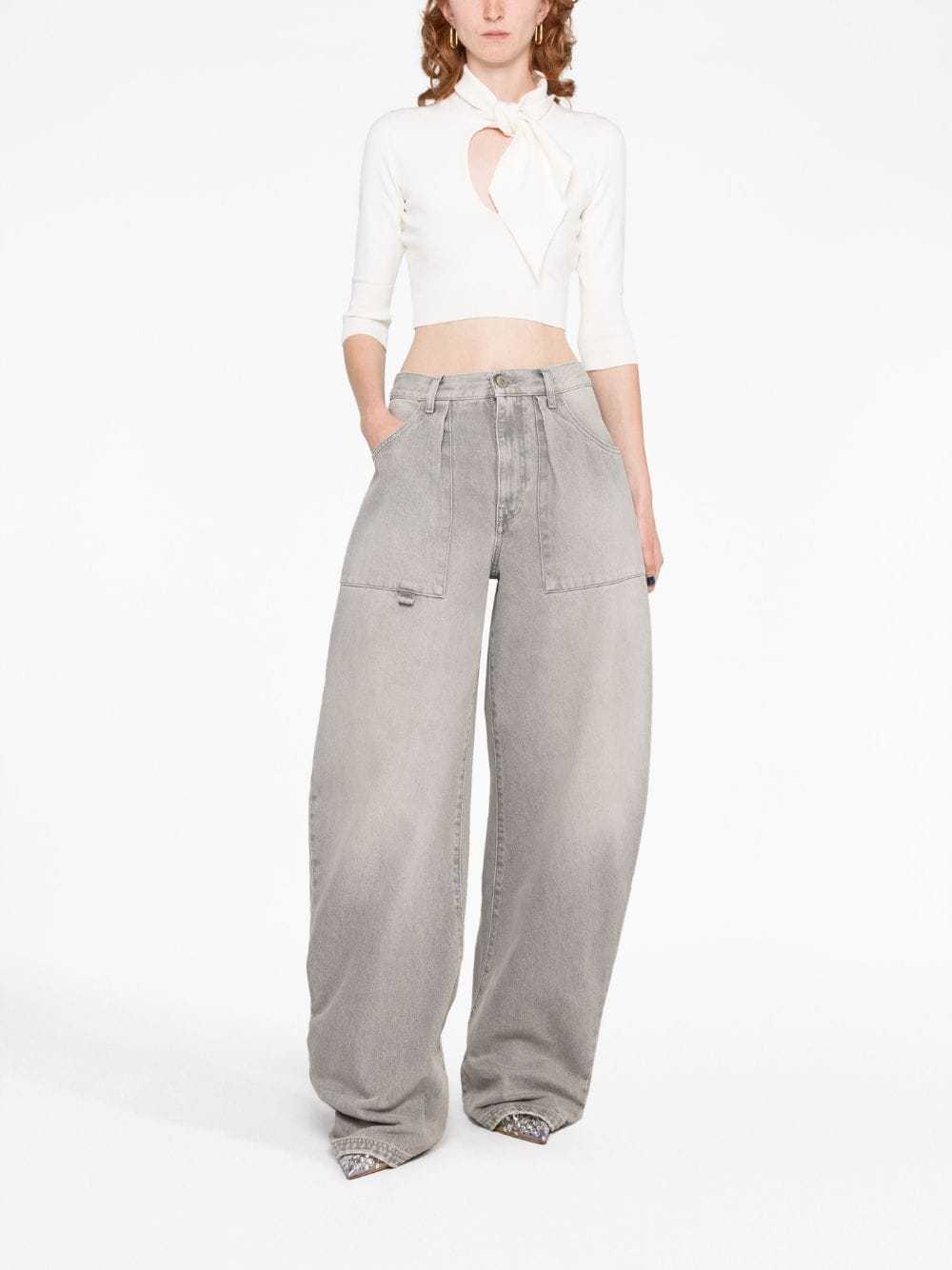 Attico Catlin Cropped Top In White