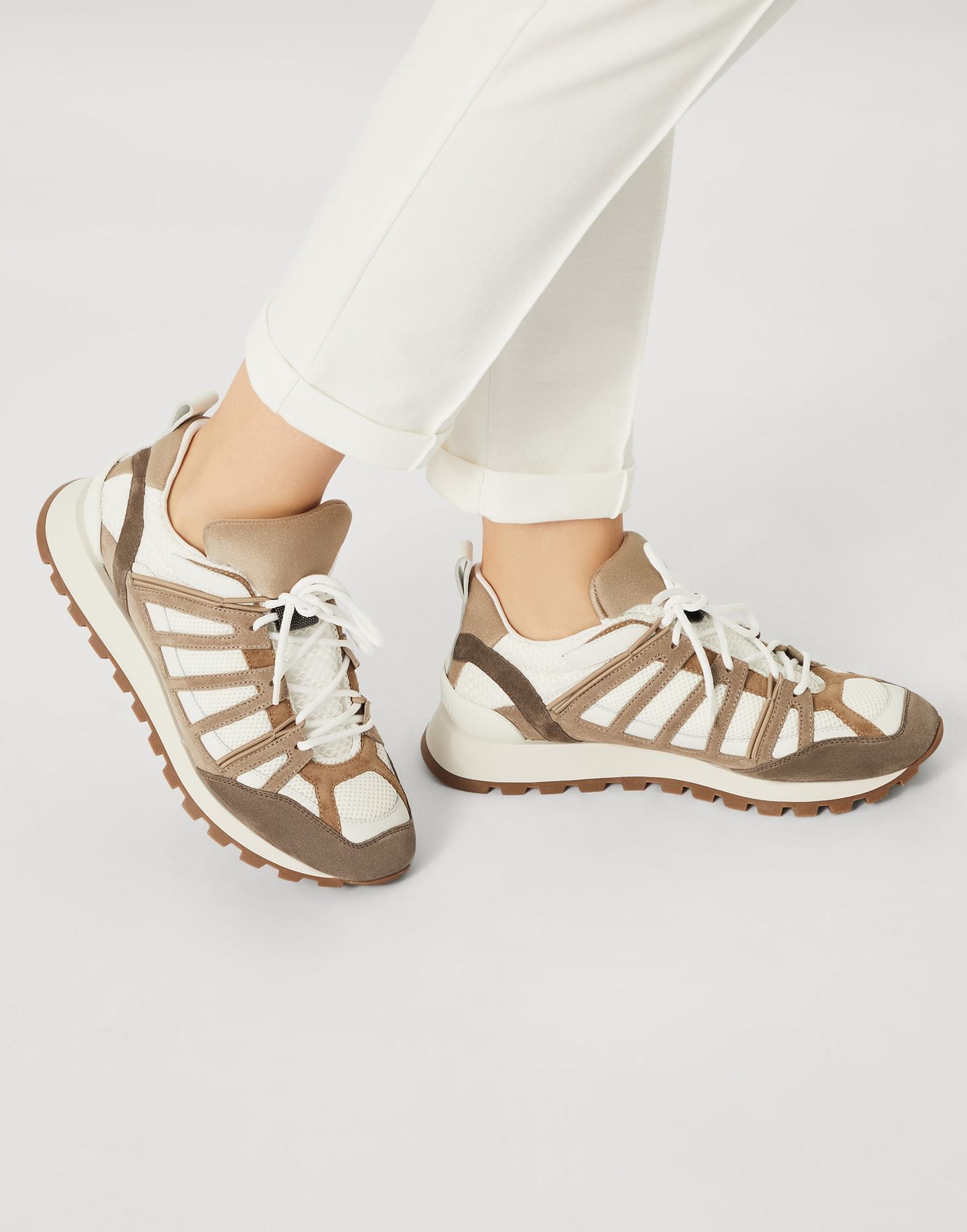 Brunello Cucinelli Low Top Sneakers Mesh Panels In White