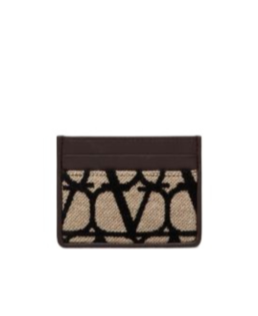 Valentino Vlogo Woven Cardholder In Black