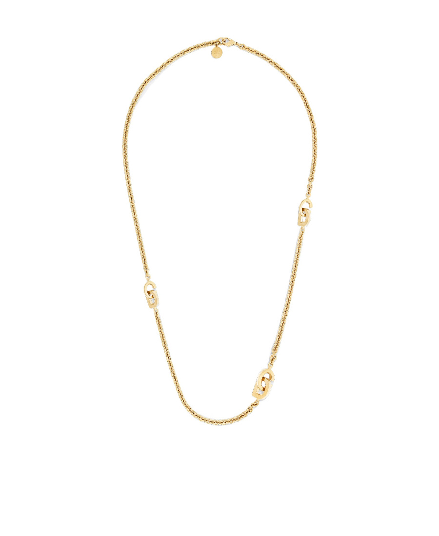 Dior Lock Series Logo Necklace In Yellow